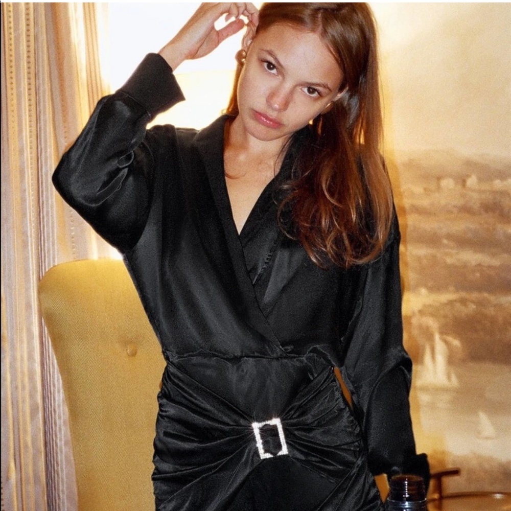 Black jeweled Zara silk dress